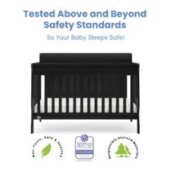 Simmons Kids Carter 6-in-1 Convertible Crib - Greenguard Gold Certified, Black Ebony