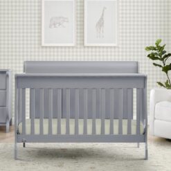 Simmons Kids Carter 6-in-1 Convertible Crib - Greenguard Gold Certified, Grey
