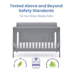 Simmons Kids Carter 6-in-1 Convertible Crib - Greenguard Gold Certified, Grey