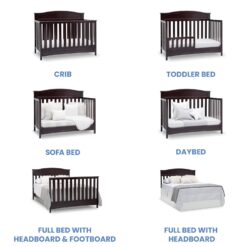 Delta Children Emery 4-in-1 Convertible Baby Crib - Greenguard Gold Certified, Dark Chocolate