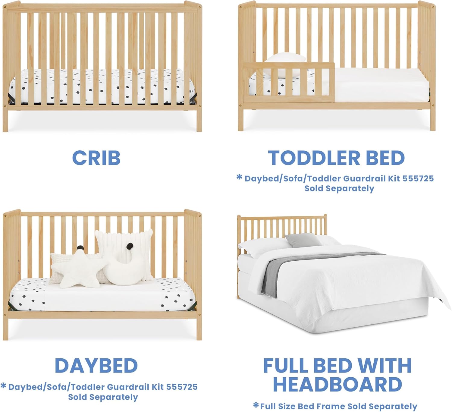 Delta Children Heartland 4-in-1 Convertible Crib, Natural