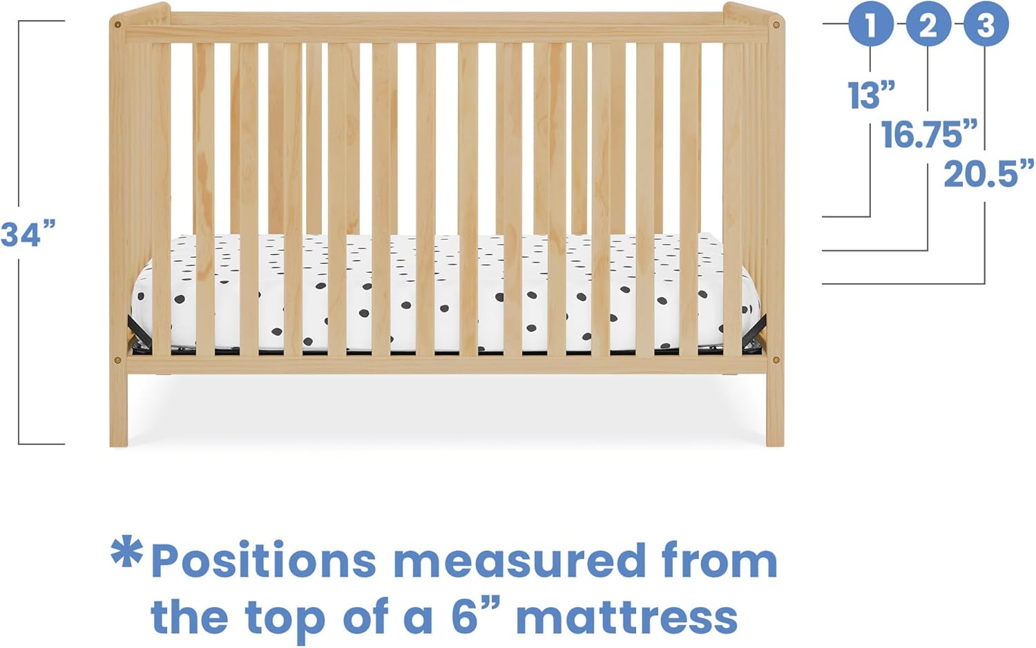 Delta Children Heartland 4-in-1 Convertible Crib, Natural