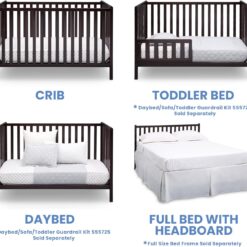 Delta Children Heartland 4-in-1 Convertible Crib - Greenguard Gold Certified, Dark Chocolate