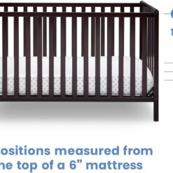 Delta Children Heartland 4-in-1 Convertible Crib - Greenguard Gold Certified, Dark Chocolate