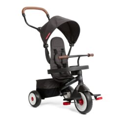 Radio Flyer City 4-in-1 Stroll 'N Trike, Black, for Riders 1-5 Years Old, 4 Riding Modes, 3 Point Harness with Comfort Pad, Parent Controlled Steering, Rear Storage, Stroller Tricycle for Toddlers