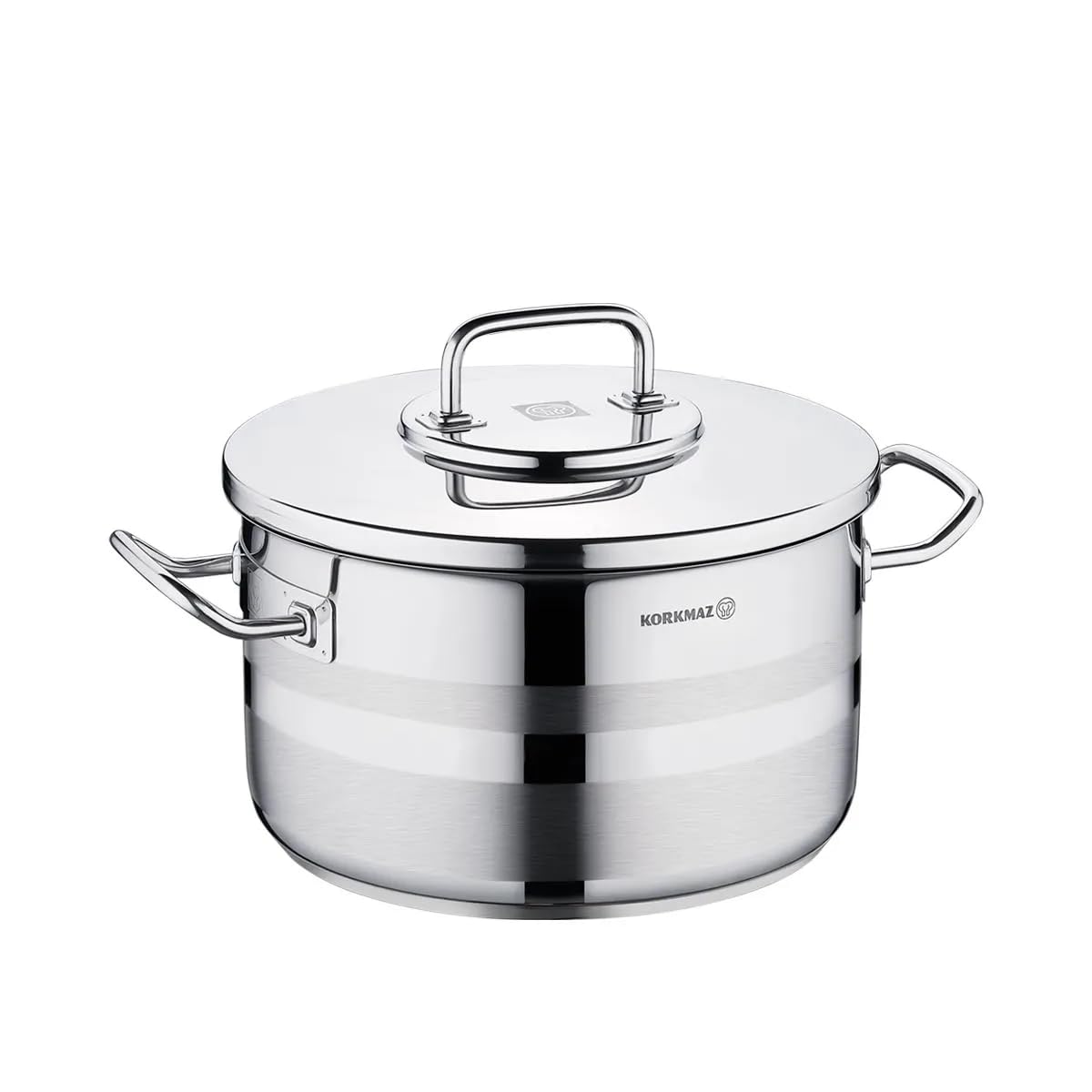 Korkmaz Astra2 Stainless Steel Pot, High-Performance Multi-Purpose Cookware with Lid, 15.85 Quart