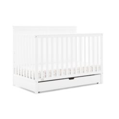 Simmons Kids Logan 6-in-1 Convertible Crib with Underdrawer - Greenguard Gold Certified, Bianca White