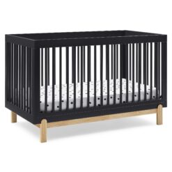 Delta Children Poppy 4-in-1 Convertible Crib, Greenguard Gold Certified, Midnight Grey/Natural
