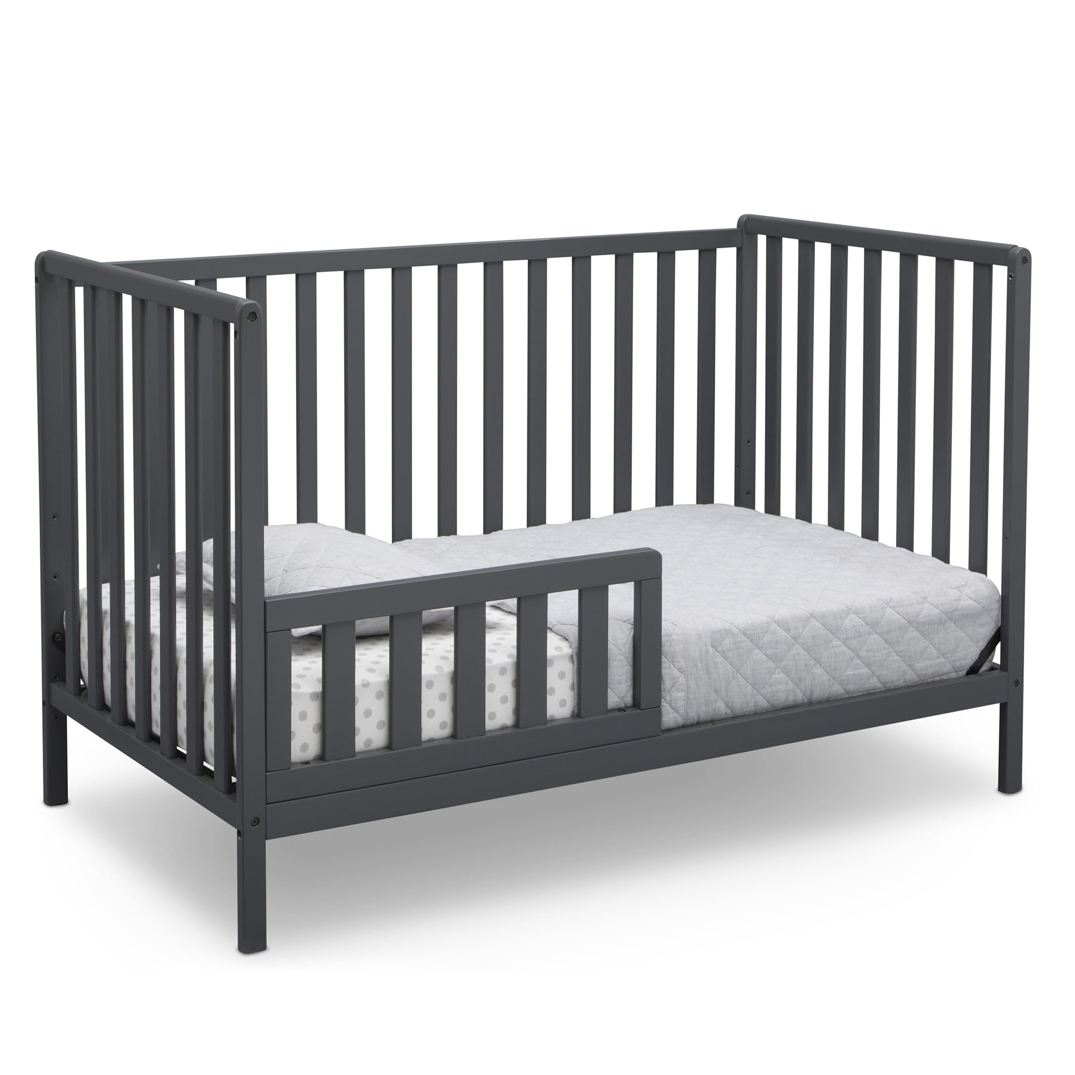 Delta Children Heartland 4-in-1 Convertible Crib - Greenguard Gold Certified, Charcoal Grey