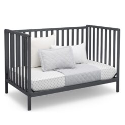 Delta Children Heartland 4-in-1 Convertible Crib - Greenguard Gold Certified, Charcoal Grey