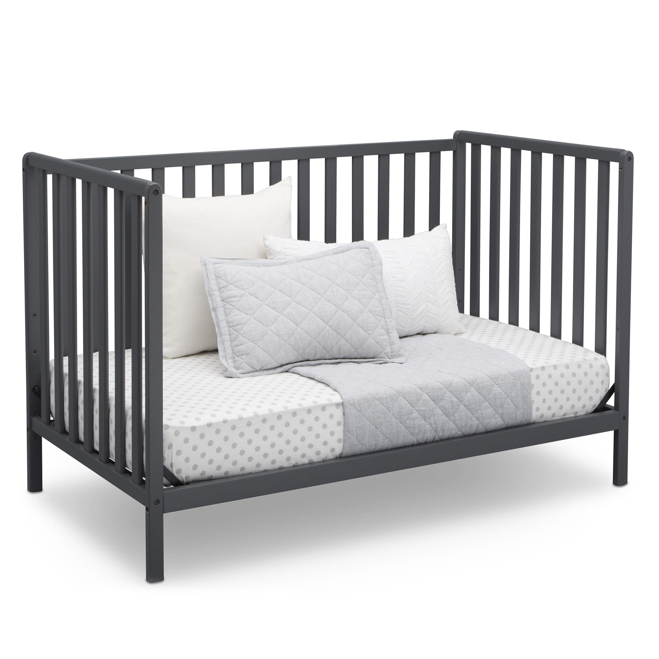 Delta Children Heartland 4-in-1 Convertible Crib - Greenguard Gold Certified, Charcoal Grey