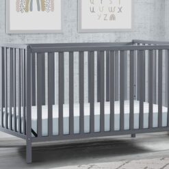 Delta Children Heartland 4-in-1 Convertible Crib - Greenguard Gold Certified, Charcoal Grey