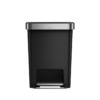 simplehuman 45 Liter / 12 Gallon Rectangular Kitchen Step Trash Can with Soft-Close Lid, Black Plastic