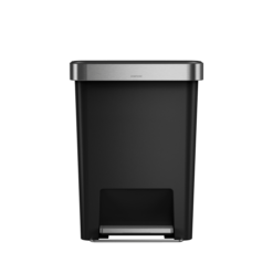 simplehuman 45 Liter / 12 Gallon Rectangular Kitchen Step Trash Can with Soft-Close Lid, Black Plastic