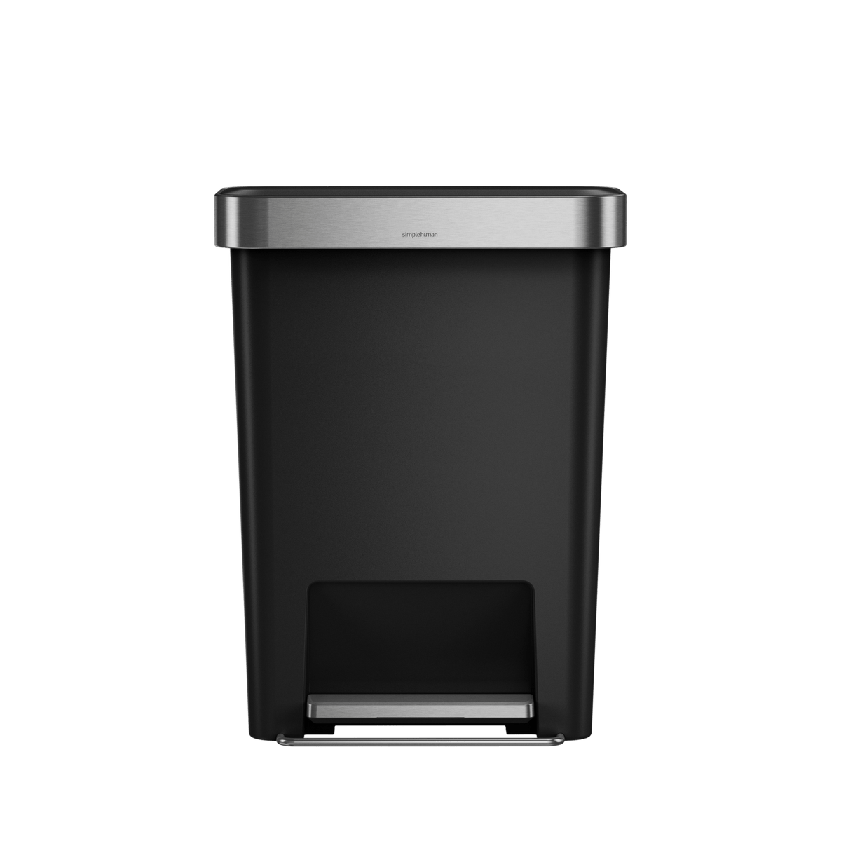 simplehuman 45 Liter / 12 Gallon Rectangular Kitchen Step Trash Can with Soft-Close Lid, Black Plastic