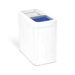 simplehuman 20 Liter / 5.3 Gallon Dual Compartment Slim Open Top Recycling Trash Can, Commercial Grade Heavy Gauge White Stainless Steel