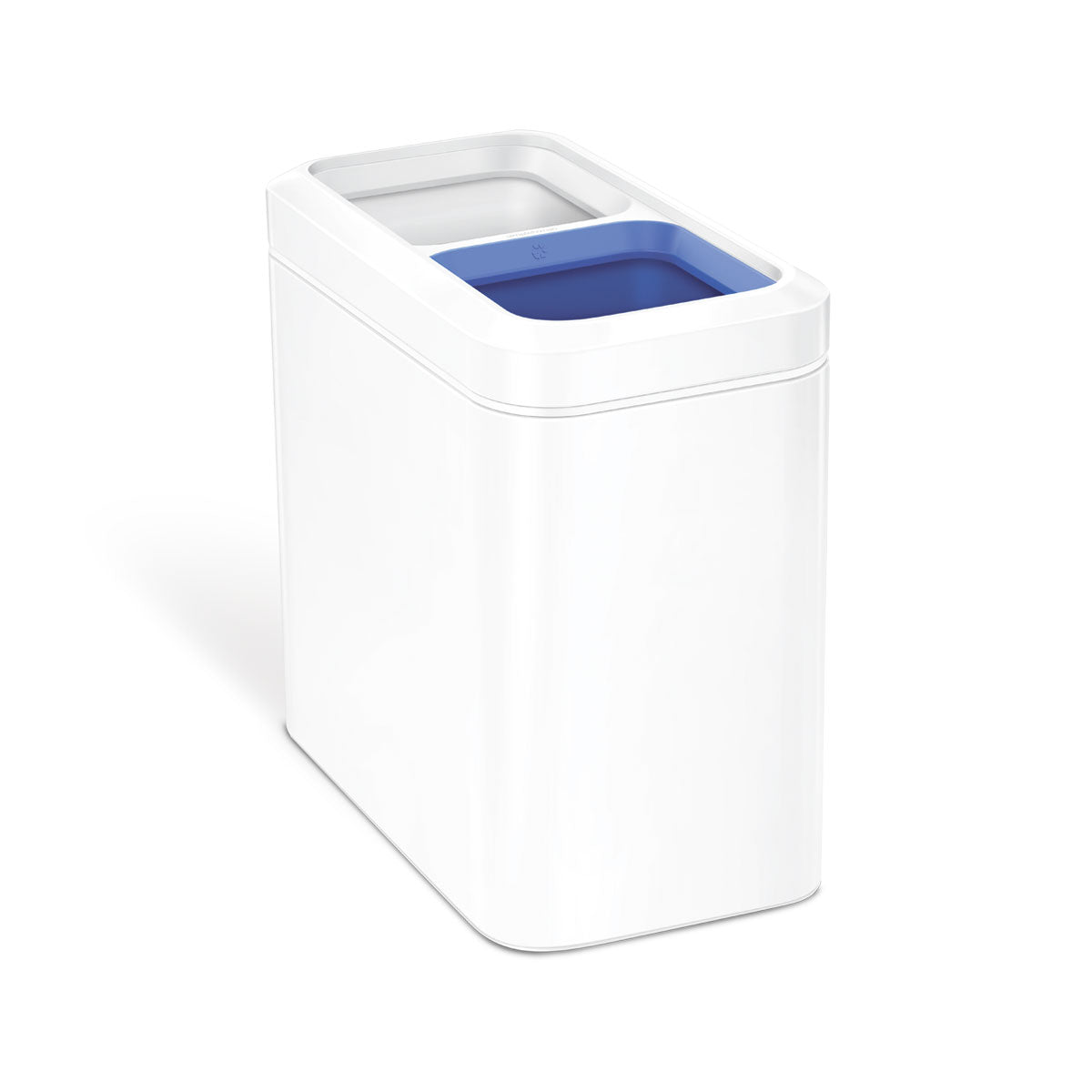 simplehuman 20 Liter / 5.3 Gallon Dual Compartment Slim Open Top Recycling Trash Can, Commercial Grade Heavy Gauge White Stainless Steel