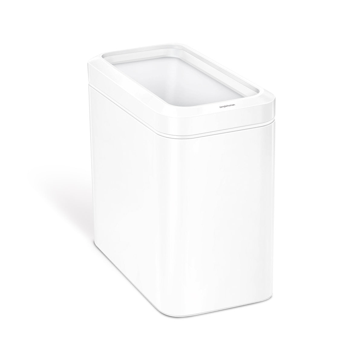 simplehuman 25 Liter / 6.6 Gallon Slim Open Top Small Trash Can, Commercial Grade Heavy Gauge Office Trash Can, White Stainless Steel
