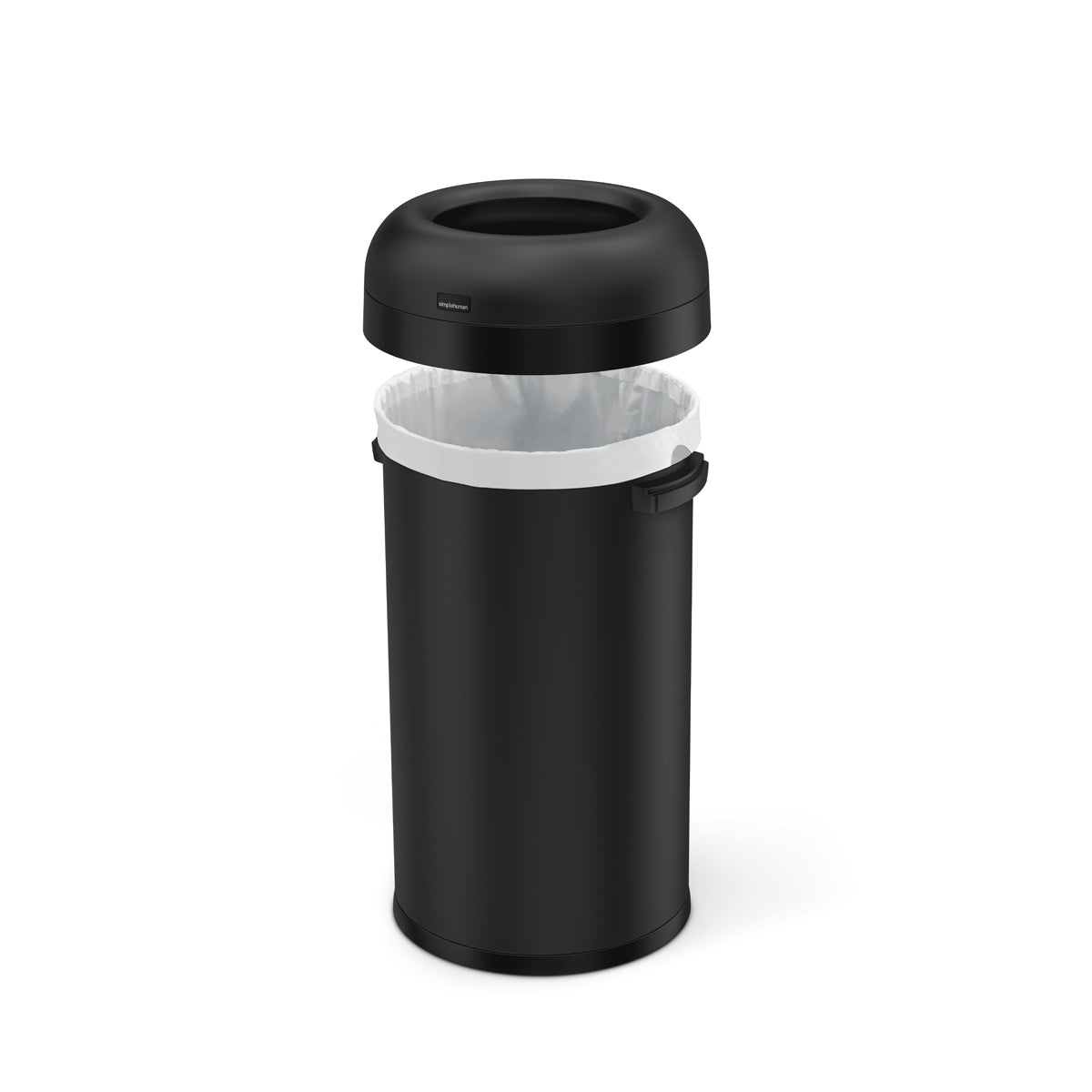 Simplehuman Bullet Open Top Can, 60-Liter Matte Black Indoor/Outdoor Kitchen Lidless Trash Can