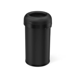Simplehuman Bullet Open Top Can, 60-Liter Matte Black Indoor/Outdoor Kitchen Lidless Trash Can