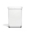simplehuman 55L Liner Rim Rectangular Step Can, White