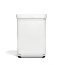 simplehuman 55L Liner Rim Rectangular Step Can, White