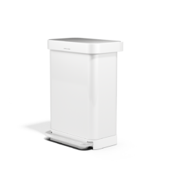 simplehuman 55L Liner Rim Rectangular Step Can, White