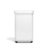 simplehuman Kitchen Trash Can with Lid, Touchless Waste Bin, Large 45 Liter, Rectangular, White Stainless Steel