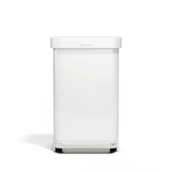 simplehuman Kitchen Trash Can with Lid, Touchless Waste Bin, Large 45 Liter, Rectangular, White Stainless Steel
