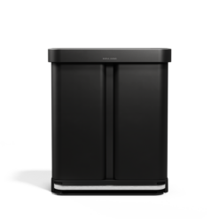 simplehuman 58 Liter, 15.3 Gallon Rectangular Hands-Free Dual Compartment Recycling Kitchen Step Trash Can, Matte Black