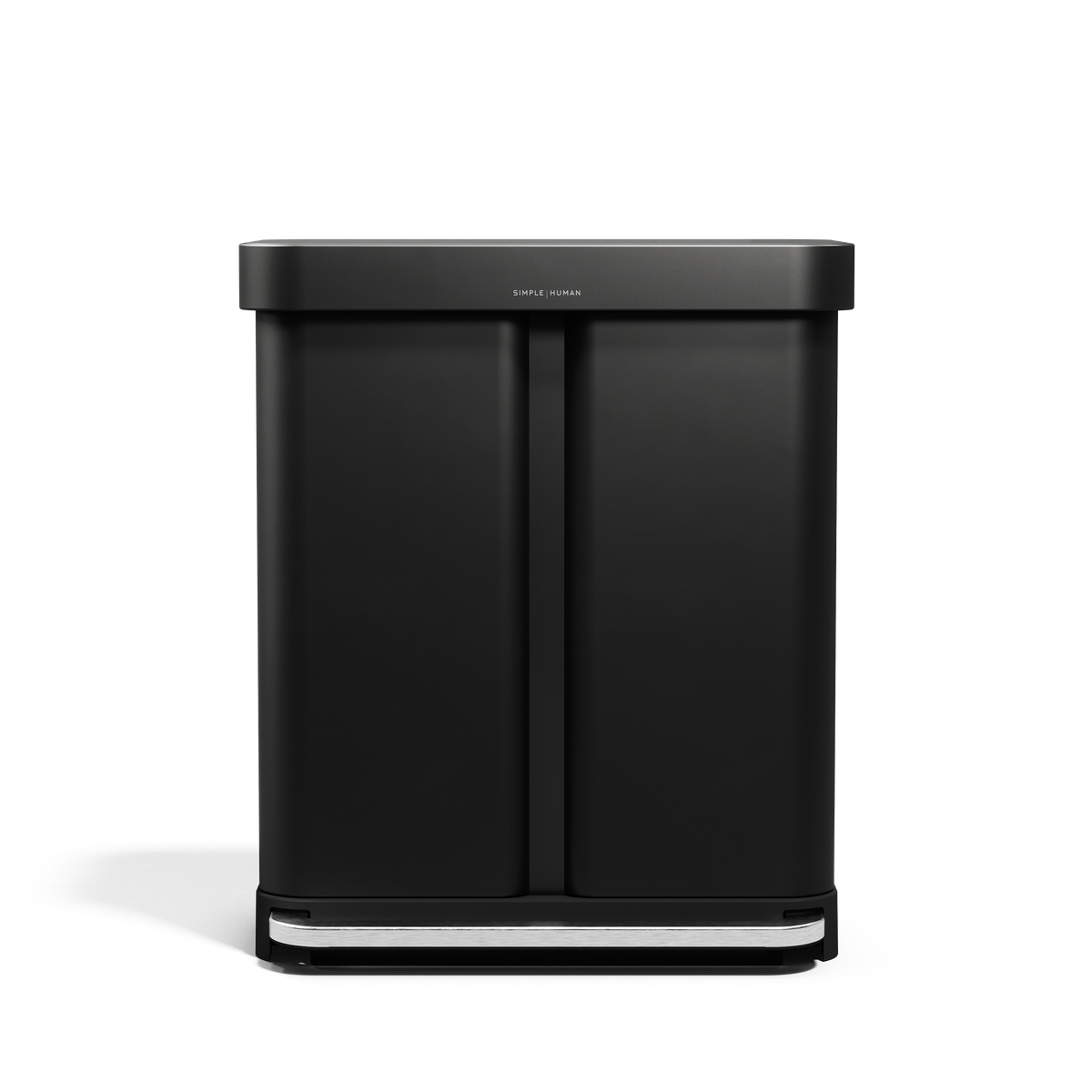 simplehuman 58 Liter, 15.3 Gallon Rectangular Hands-Free Dual Compartment Recycling Kitchen Step Trash Can, Matte Black