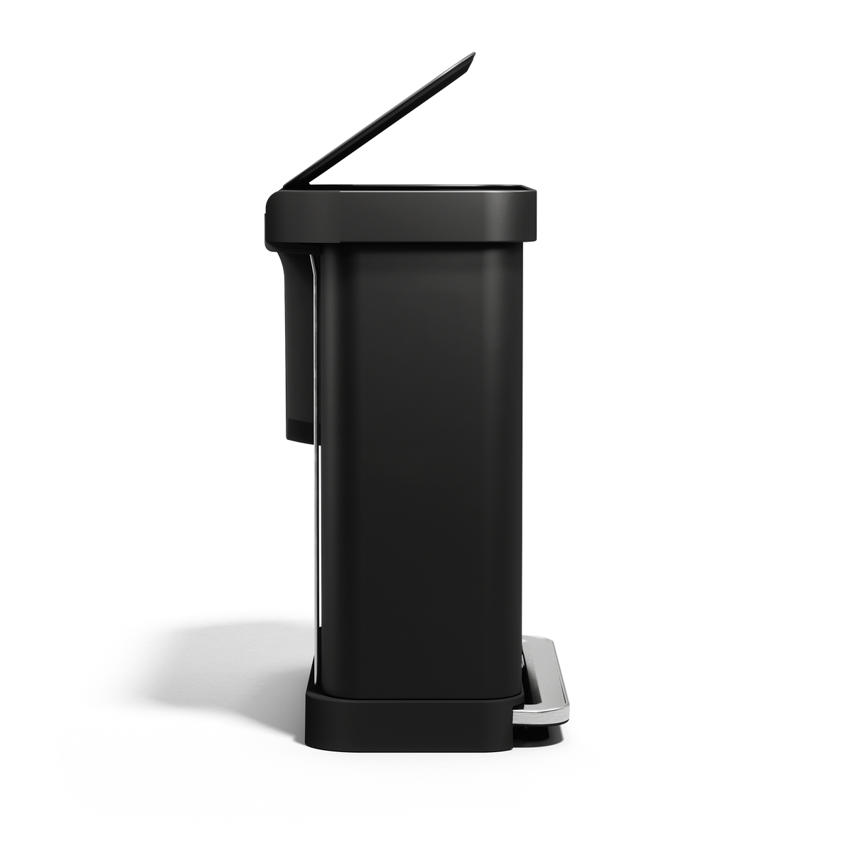 simplehuman 58 Liter, 15.3 Gallon Rectangular Hands-Free Dual Compartment Recycling Kitchen Step Trash Can, Matte Black