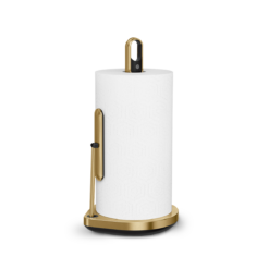 simplehuman Standing Paper Towel Holder with Spray Pump, Brass Stainless Steel, Gold