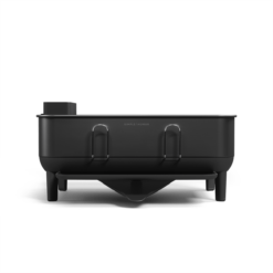 simplehuman Compact Dish Drying Rack with Stainless Steel Frame, 360º Easy Drain Swivel Spout, Utensil Holder, Anti-Residue Coating, Moisture Control Surface, Matte Black