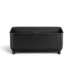 simplehuman Bottle Dock, Steel Frame Fast Drying Bottle Rack, Three-Compartment Organizer for Tumblers, Caps & Straws, Matte Black Stainless Steel