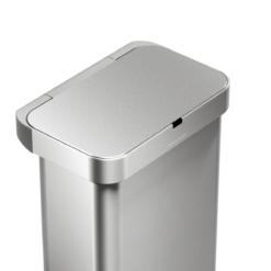 simplehuman Rectangular Sensor Can, 58L Sensor Can Voice and Motion-Activated, Brushed