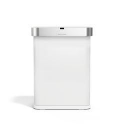 simplehuman Rectangular Sensor Can, 58L Sensor Can Voice and Motion-Activated, White