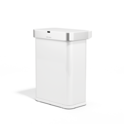 simplehuman Rectangular Sensor Can, 58L Sensor Can Voice and Motion-Activated, White