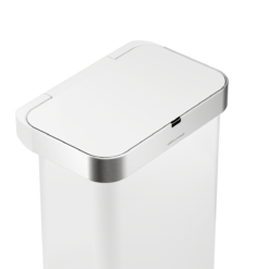 simplehuman Rectangular Sensor Can, 58L Sensor Can Voice and Motion-Activated, White