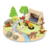 Tender Leaf Toys - Wildlife Camping Playset - Wooden Doll Sized Camping Set with Tent, Campfire, Fishing Rod & Accessories - Imaginative Play Set - Develop Storytelling & Fine Motor Skills - Age 3+