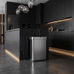 simplehuman Rectangular Sensor Can, 58L Sensor Can Voice and Motion-Activated, Brushed