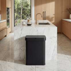 simplehuman Rectangular Sensor Can, 58L Sensor Can Voice and Motion-Activated, Matte Black