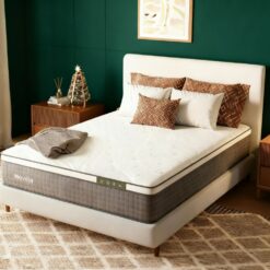 Novilla 12-in Medium Queen Cooling Hybrid Memory Foam/Coil Blend Mattress in a Box