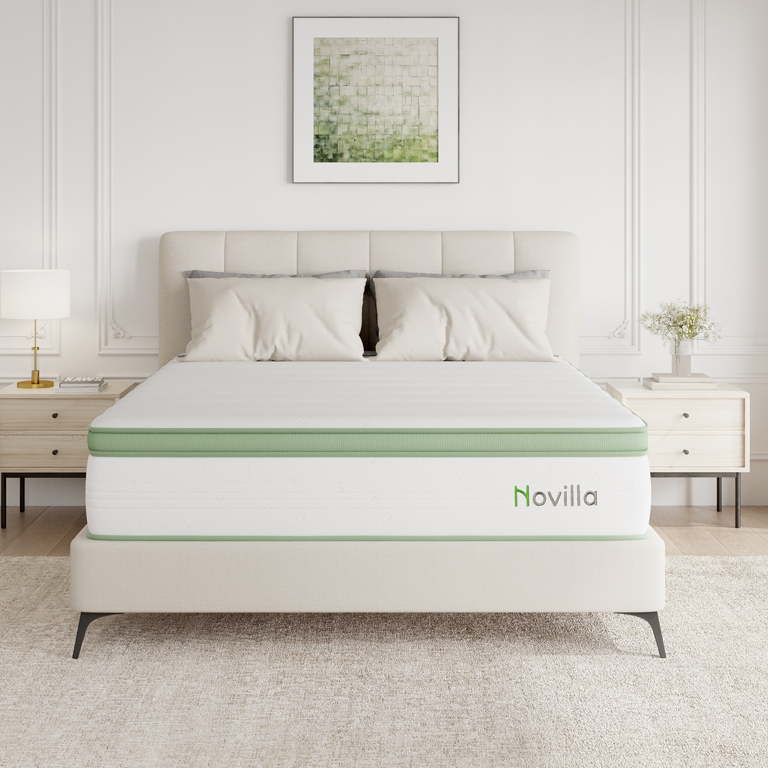 Novilla 12-in Medium King Hybrid Memory Foam/Coil Blend Mattress in a Box