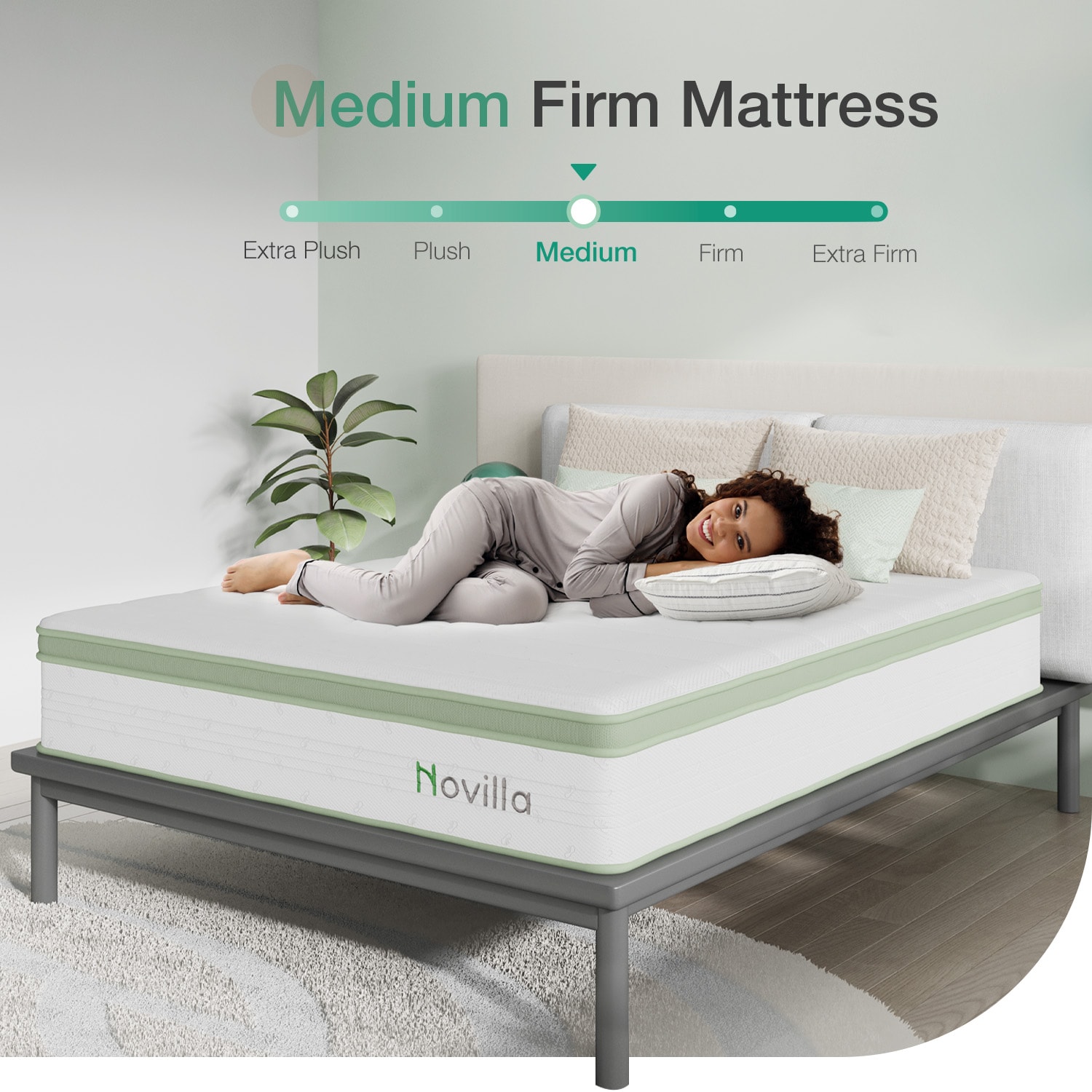 Novilla 12-in Medium King Hybrid Memory Foam/Coil Blend Mattress in a Box