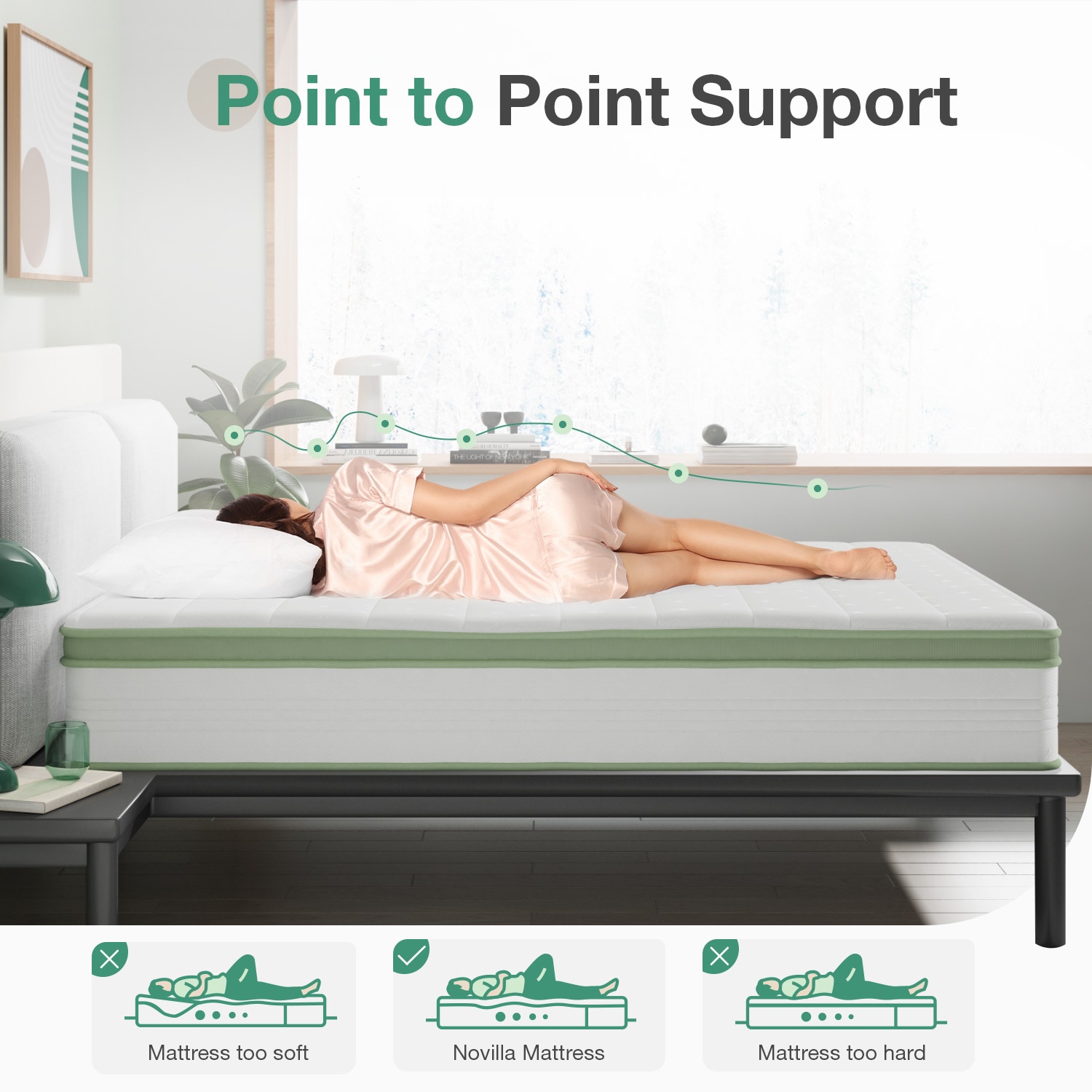 Novilla 12-in Medium King Hybrid Memory Foam/Coil Blend Mattress in a Box