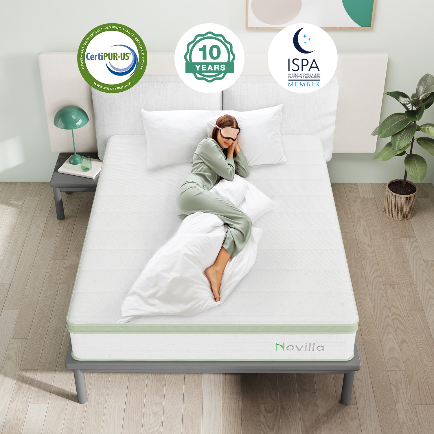 Novilla 12-in Medium King Hybrid Memory Foam/Coil Blend Mattress in a Box