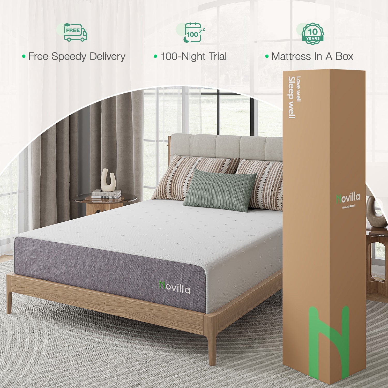 Novilla 12-in Medium King Memory foam Mattress in a Box