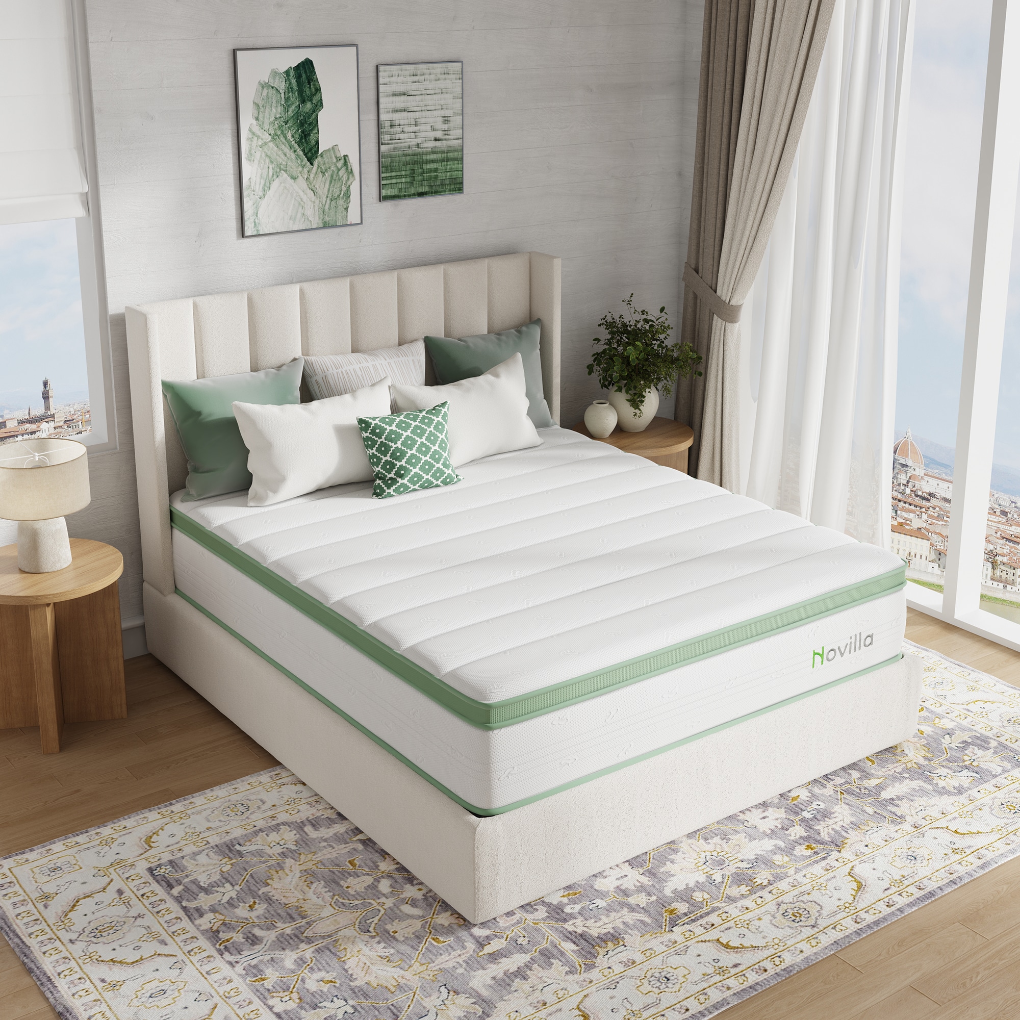 Novilla 10-in Medium Queen Hybrid Memory Foam/Coil Blend Mattress in a Box
