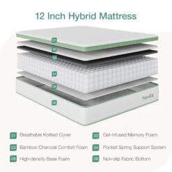 Novilla 10-in Medium Queen Hybrid Memory Foam/Coil Blend Mattress in a Box
